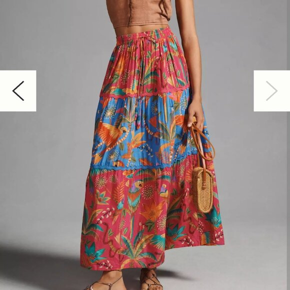 Macaw Party Mix Maxi Skirt by Farm Rio L - Picture 2 of 15